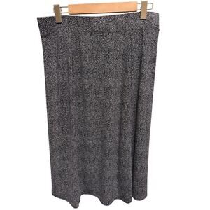 Lands' End Black White Pull On Flowy Skirt Sz M (10-12)